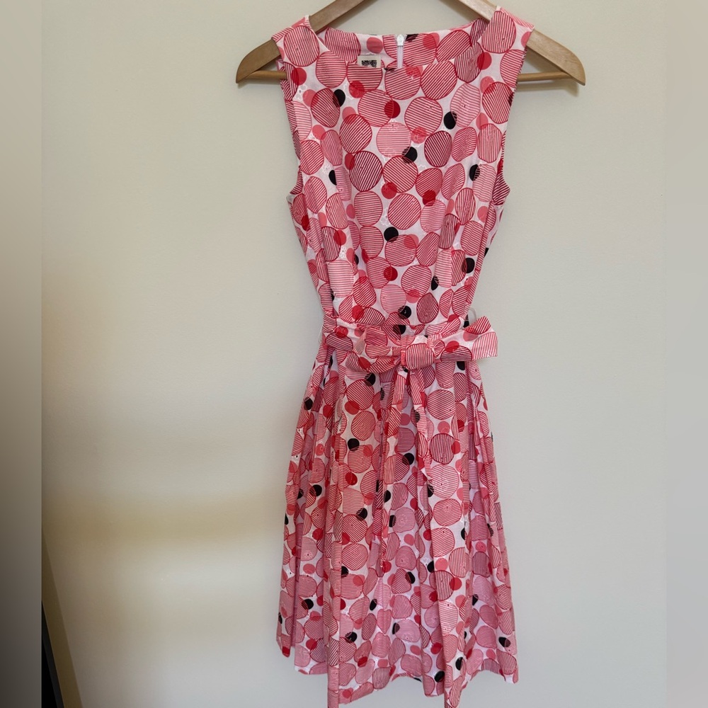 Pink and Red Polka Dot, Sleeveless Anne Klein Sun Dress Size 2